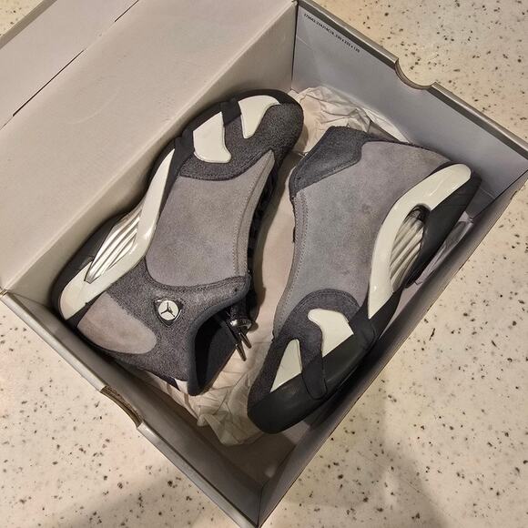 Jordan 14 Retro Flint Grey / Stealth / White Black Toe Last Shot FJ3460 012 - Picture 7 of 9